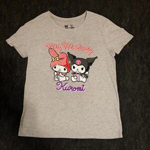 Sanrio Kuromi My Melody Heather Grey Kawaii Graphic Tee Womens L Hybrid Apparel